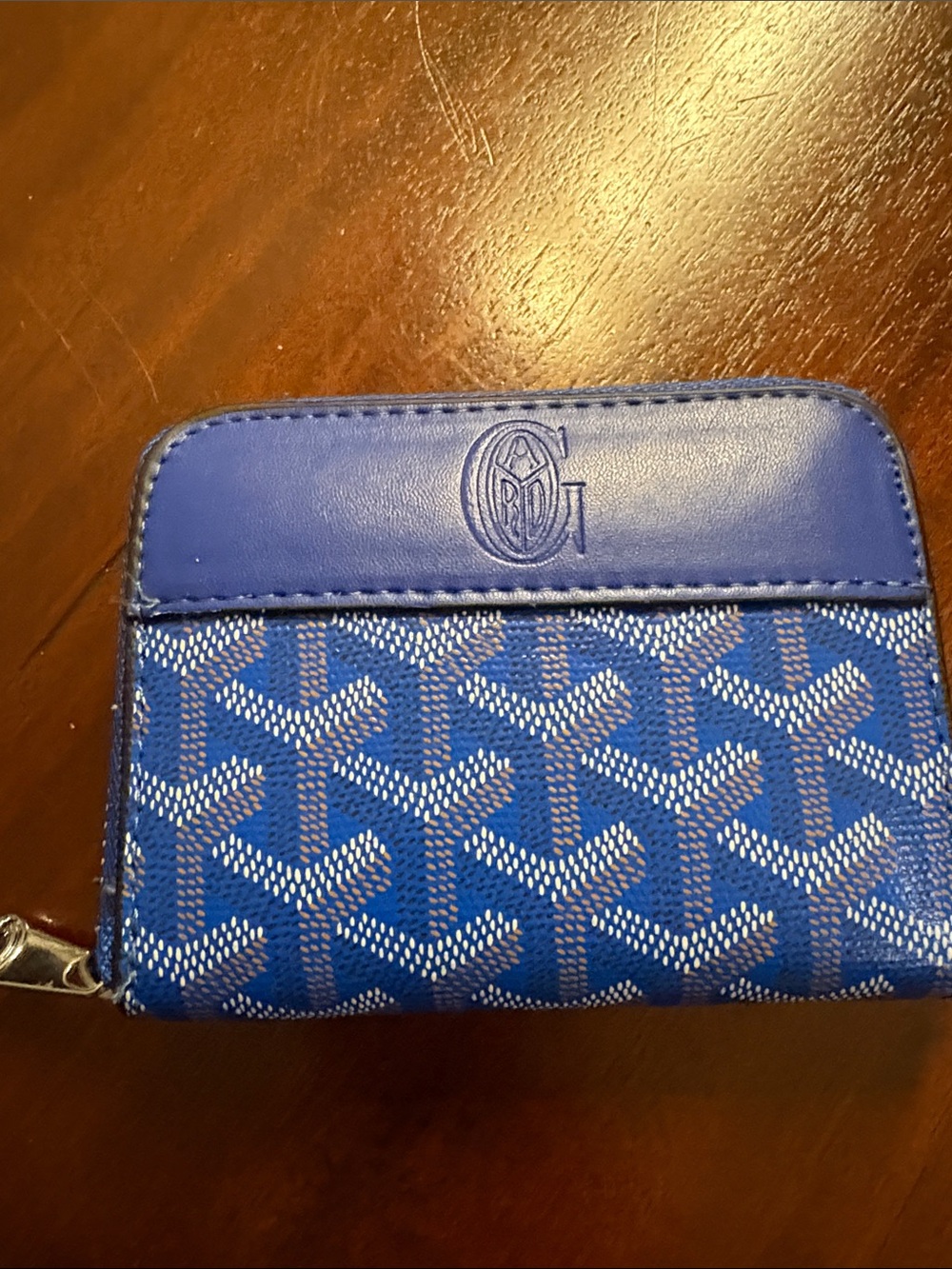 Blue Patterned Wallet with Keychain